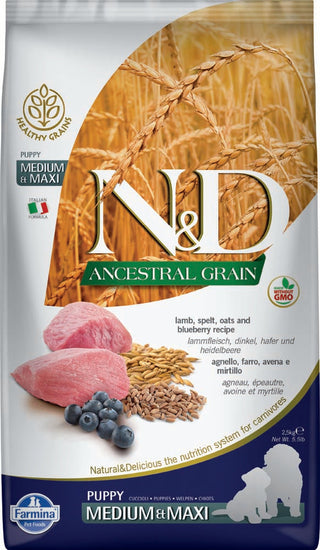 FARMINA N&D Puppy MED-MAXI Dog Food Ancestral Grain - Lamb