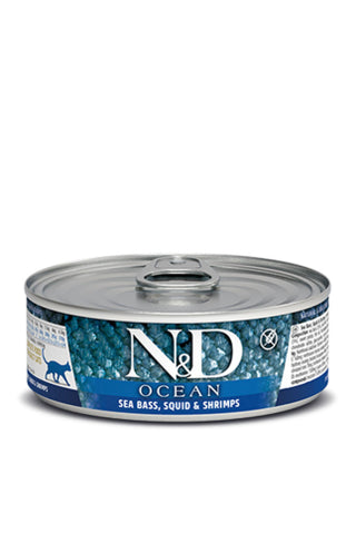FARMINA N&D OCEAN Cat Wet Food -  Sea Bass, Squid and Shrimp