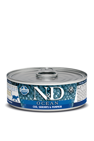 FARMINA N&D OCEAN Cat Wet Food - COD Shrimp and PUMPKIN
