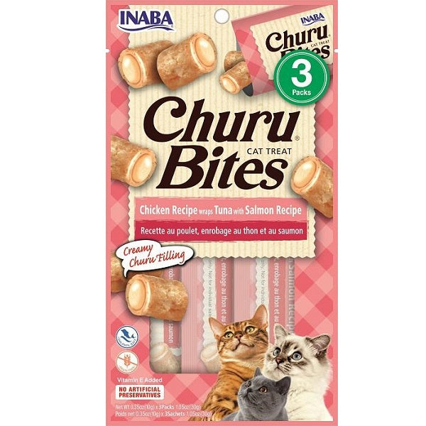 INABA Churu Bites Cat Chicken Wraps Tuna with Salmon 3pk 1.05oz