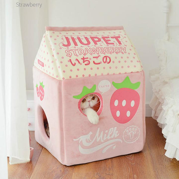 Strawberry Milk Cat House - Catoro Pets