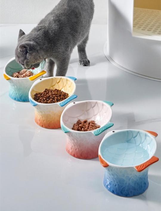 Handmade Fish Ceramic Cat Bowl - 4 types - Catoro Pets