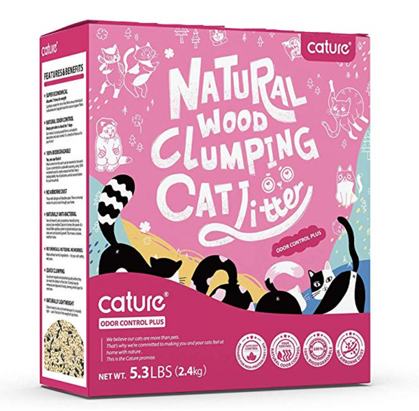 Cature Natural Wood Clumping Flushable Cat Litter Odor Control Plus (5.3lbs) - Catoro