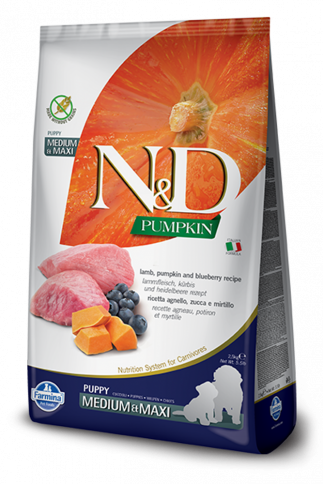 Farmina N&D PUPPY Pumpkin Lamb & Blueberry MED & MAXI 2.5kg-12kg